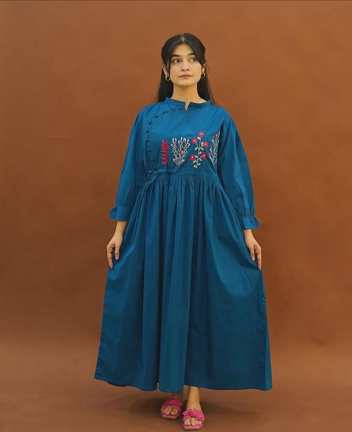 Blue khaddar frock