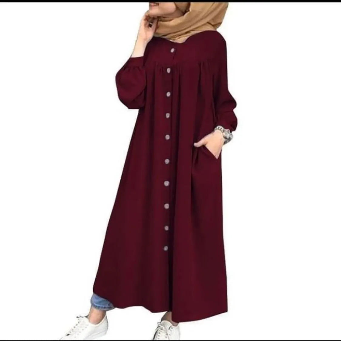 Georgette Button Down Abaya with Pockets