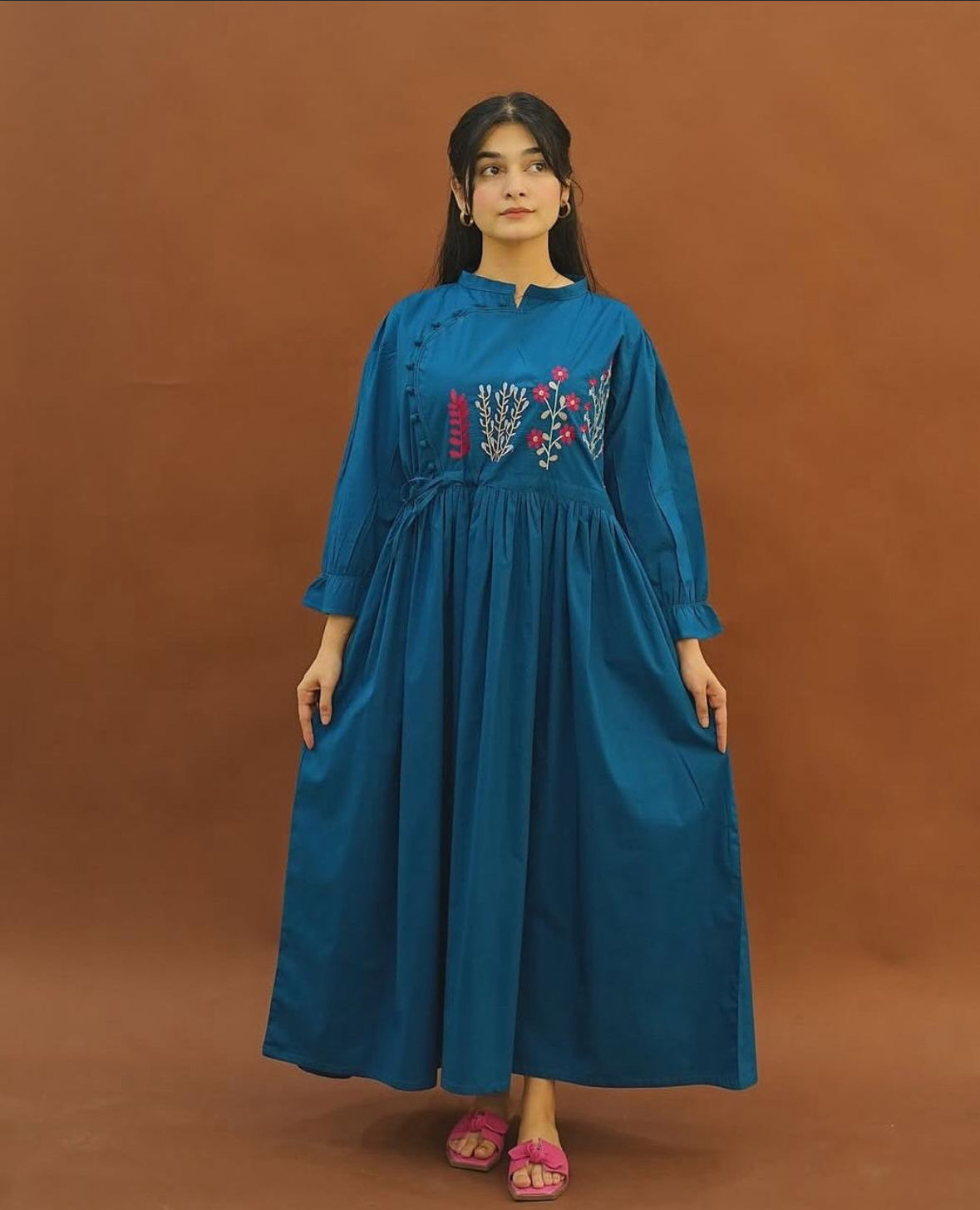 Blue khaddar frock