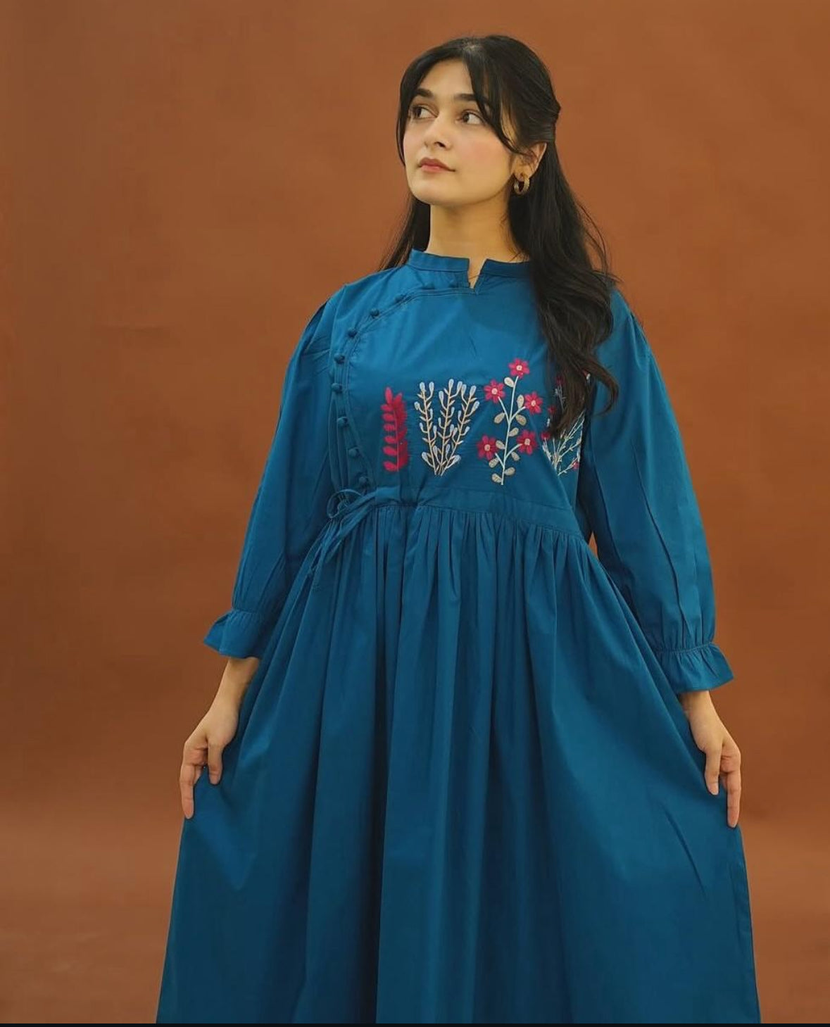 Blue khaddar frock
