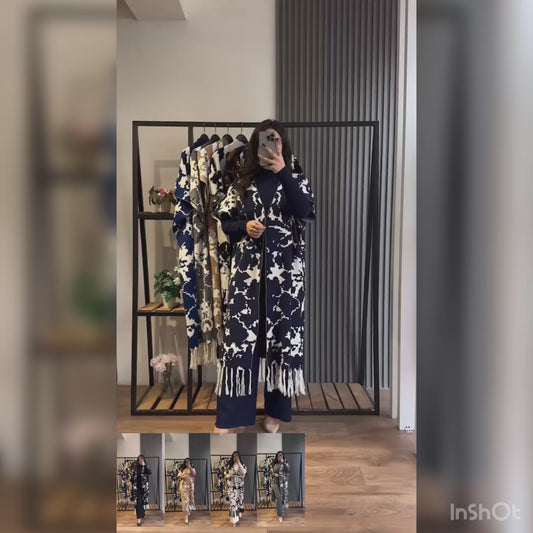 Capshawl Printed Three Piece