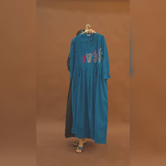 Blue khaddar frock